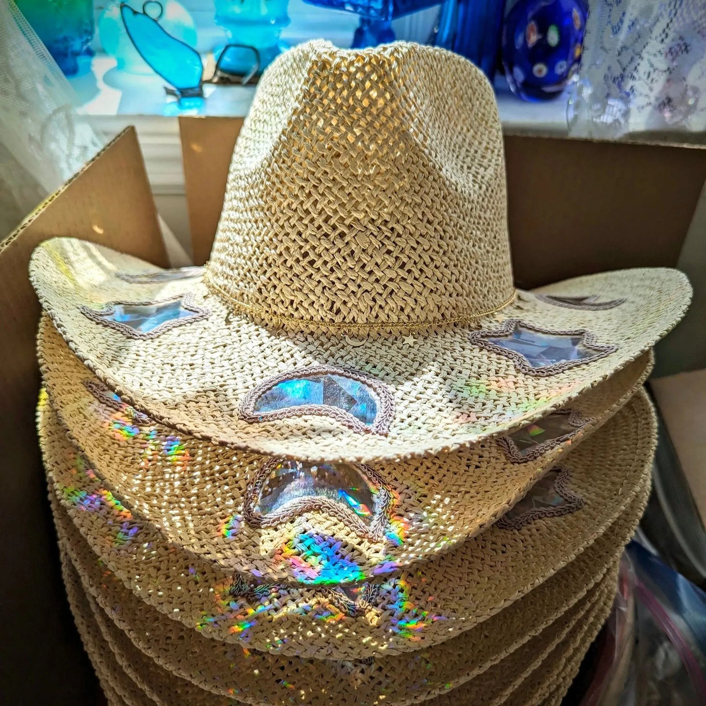 CZTICLE® Last Day 50% OFF🔥Suncatcher Cowgirl Straw Prism Hat D01