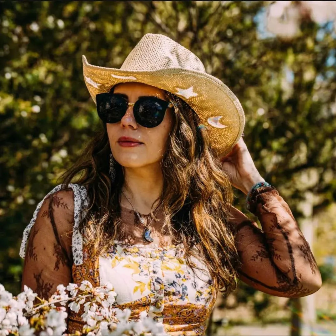 CZTICLE® Last Day 50% OFF🔥Suncatcher Cowgirl Straw Prism Hat D01