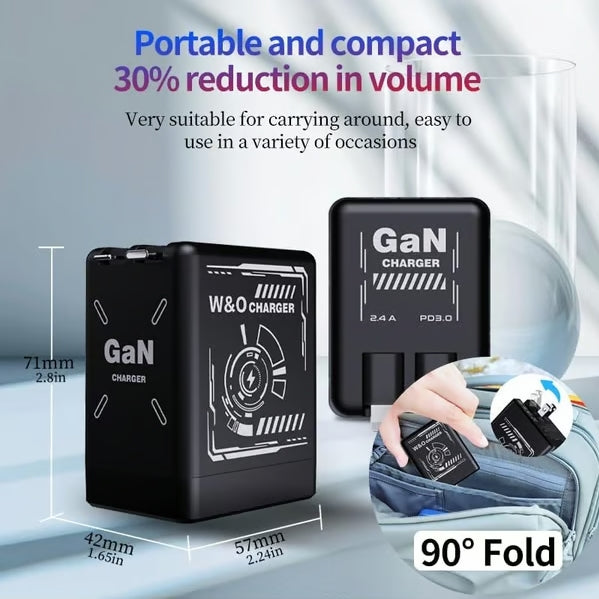 Cilifer® 2-in-1 GaN Compatible with 120W Fast Charger with Retractable Type-C and ligtning Cable D01