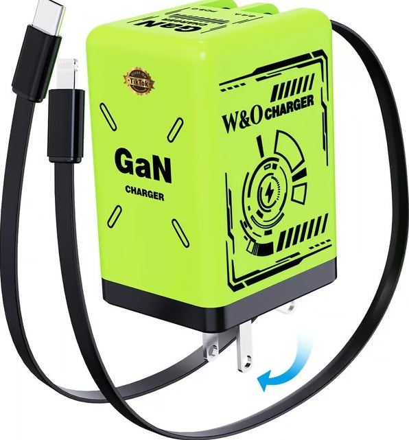 Cilifer® 2-in-1 GaN Compatible with 120W Fast Charger with Retractable Type-C and ligtning Cable D01