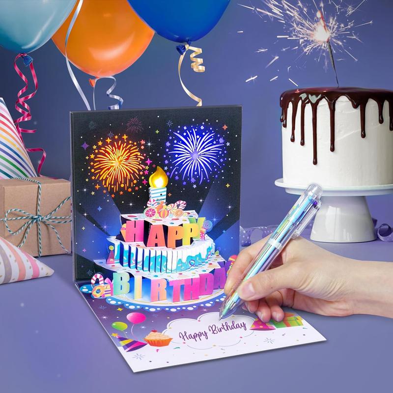 CILIFER® Birthday Cards Fireworks Pop Up Cake Blowable Light