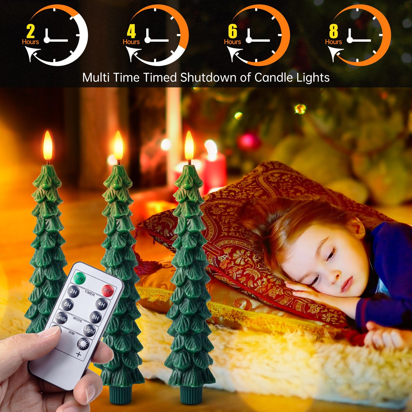CZTICLE® Christmas Tree LED Candles – Real Wax, Flickering Flame, Safe & Cozy Holiday Décor