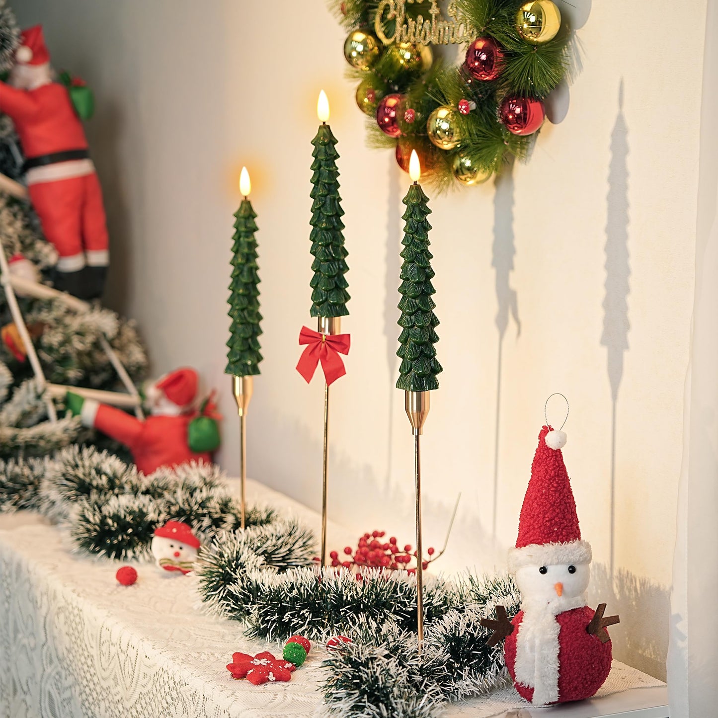 CZTICLE® Christmas Tree LED Candles – Real Wax, Flickering Flame, Safe & Cozy Holiday Décor