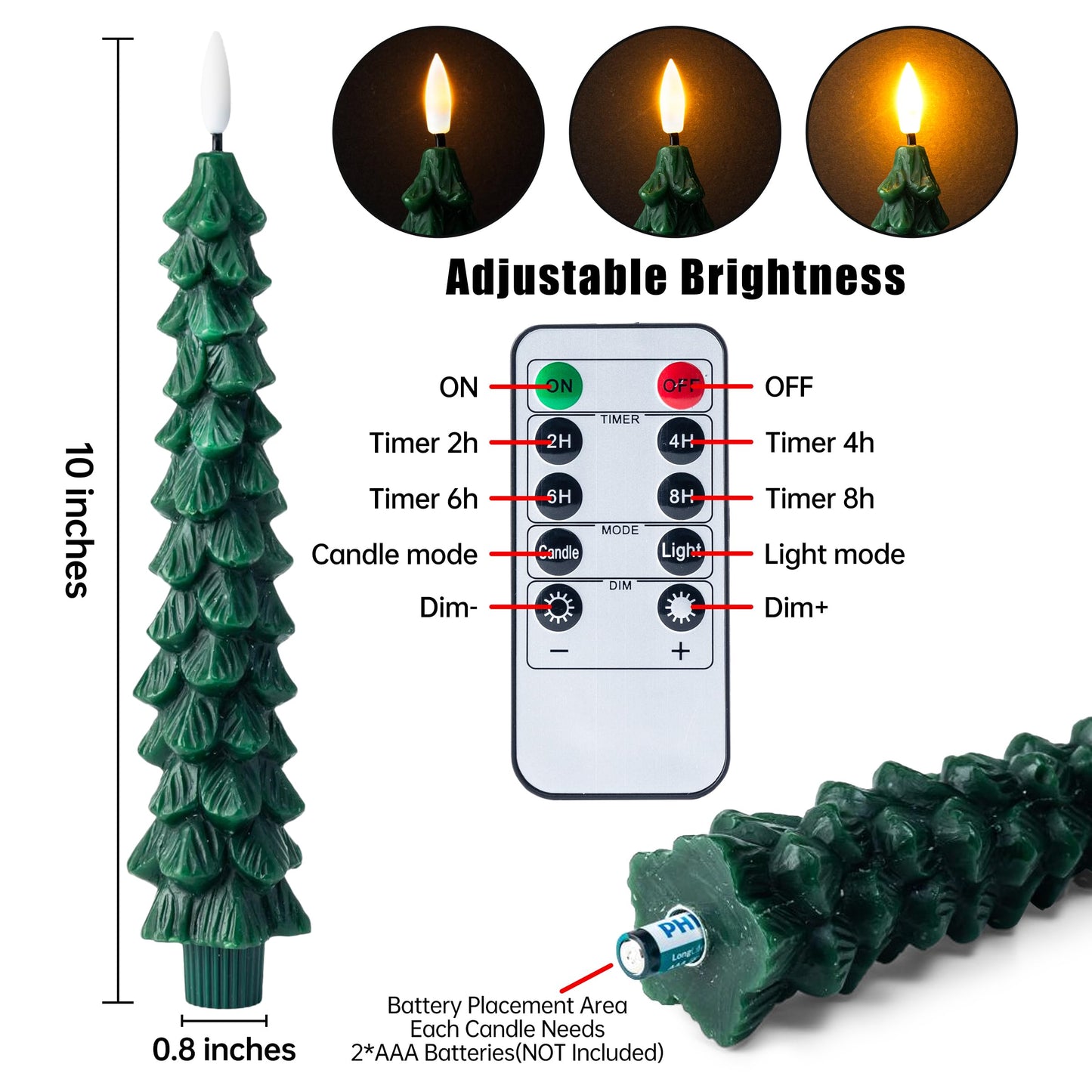 CZTICLE® Christmas Tree LED Candles – Real Wax, Flickering Flame, Safe & Cozy Holiday Décor