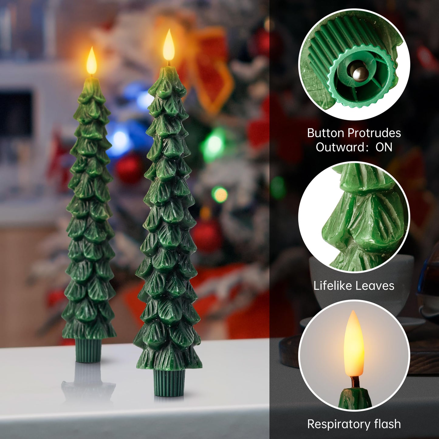 CZTICLE® Christmas Tree LED Candles – Real Wax, Flickering Flame, Safe & Cozy Holiday Décor