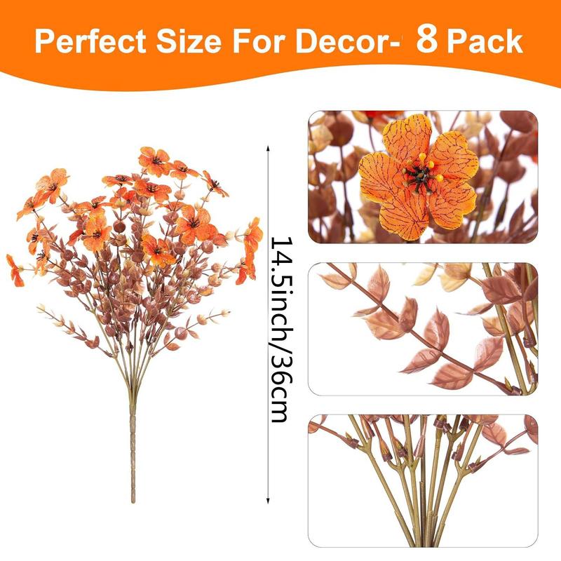 CZTICLE® 8 packs Artificial Flowers for Outdoor Decoration,Faux Daisy Flowers for Fall Decor,Realistic Eucalyptus