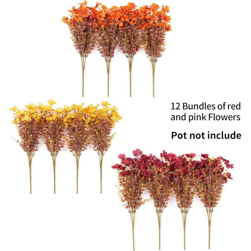 CZTICLE® 8 packs Artificial Flowers for Outdoor Decoration,Faux Daisy Flowers for Fall Decor,Realistic Eucalyptus