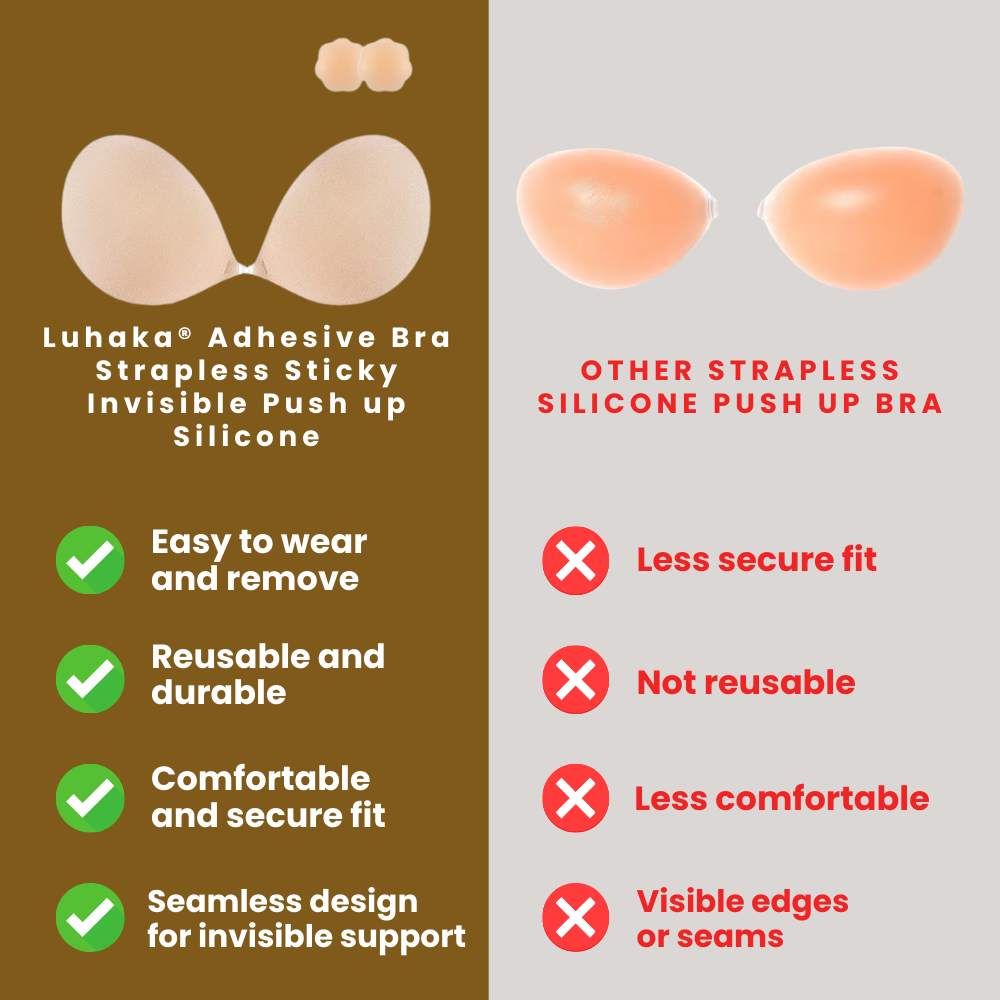 Luhaka® Adhesive Bra Strapless Sticky Invisible Push Up Silicone