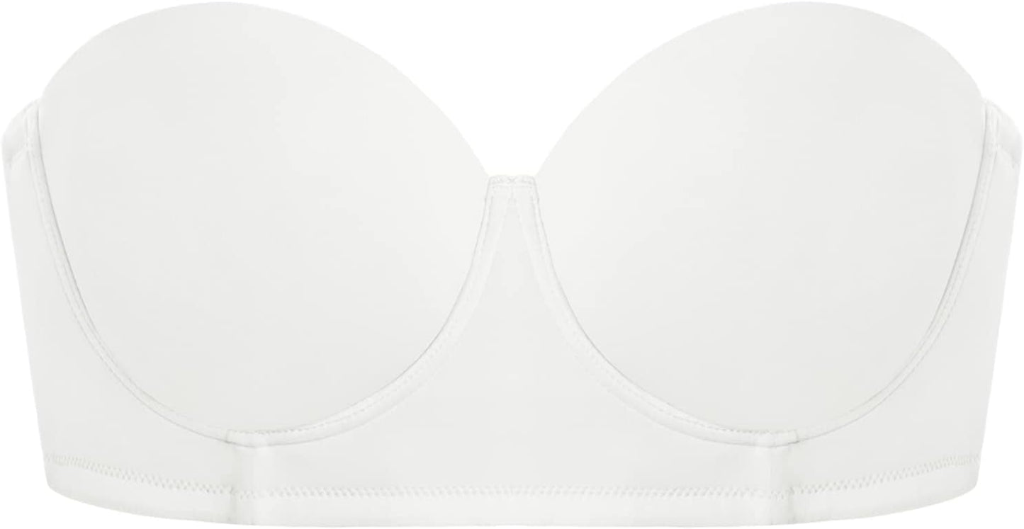 SFRCORD® Strapless Bras for Women Push Up. Underwire Bra for Big Busted. Supportive Lift Balconette Padded T-Shirt Bras