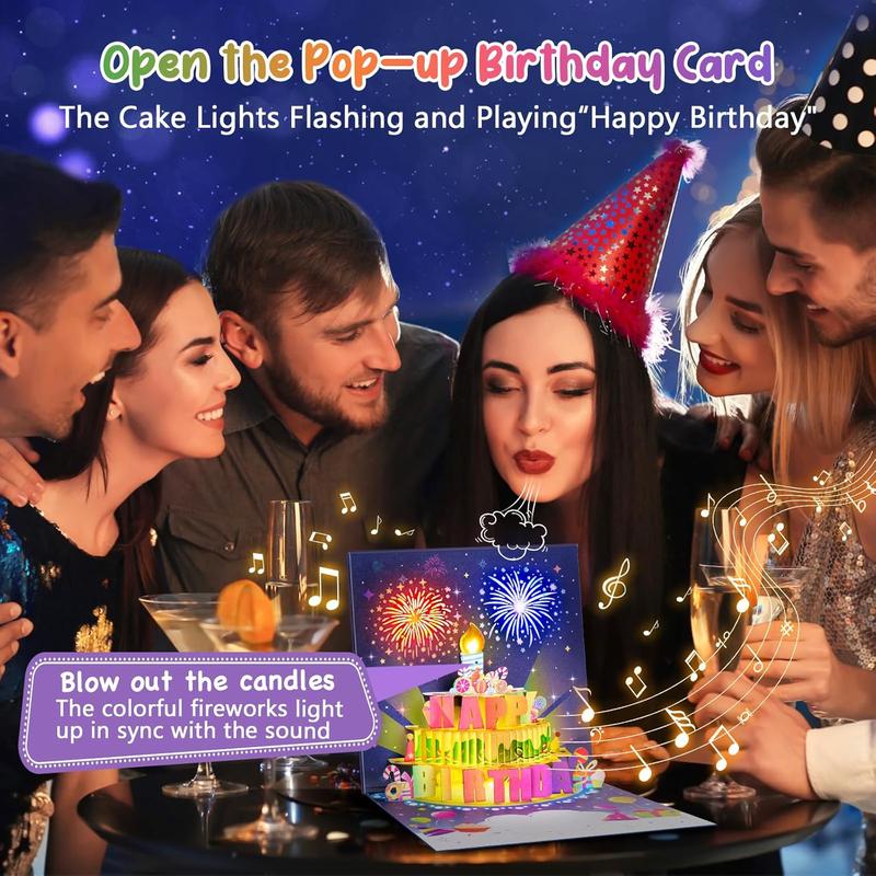 CILIFER® Birthday Cards Fireworks Pop Up Cake Blowable Light