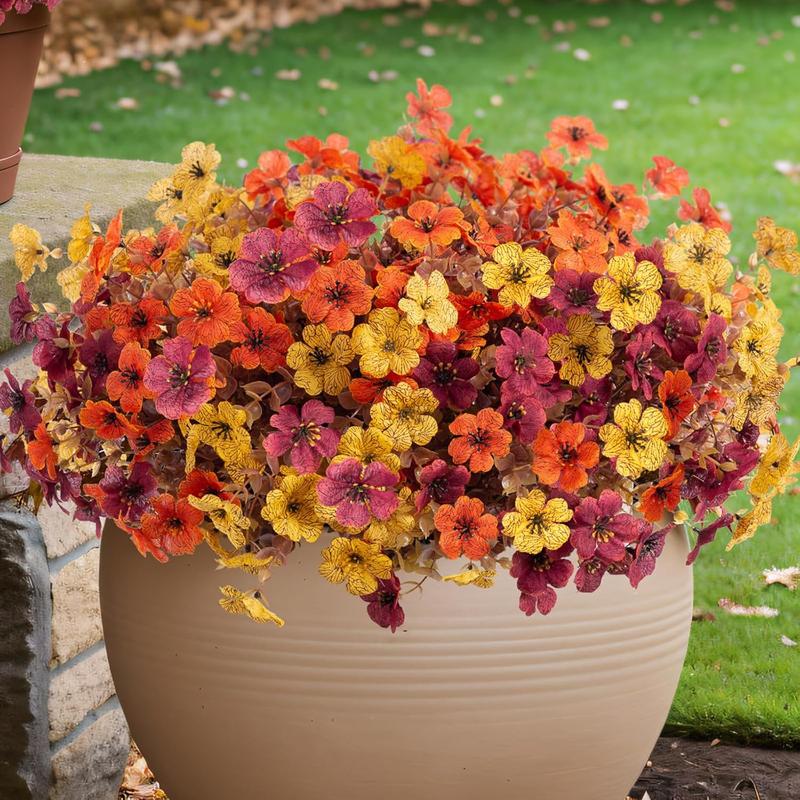 CZTICLE® 8 packs Artificial Flowers for Outdoor Decoration,Faux Daisy Flowers for Fall Decor,Realistic Eucalyptus