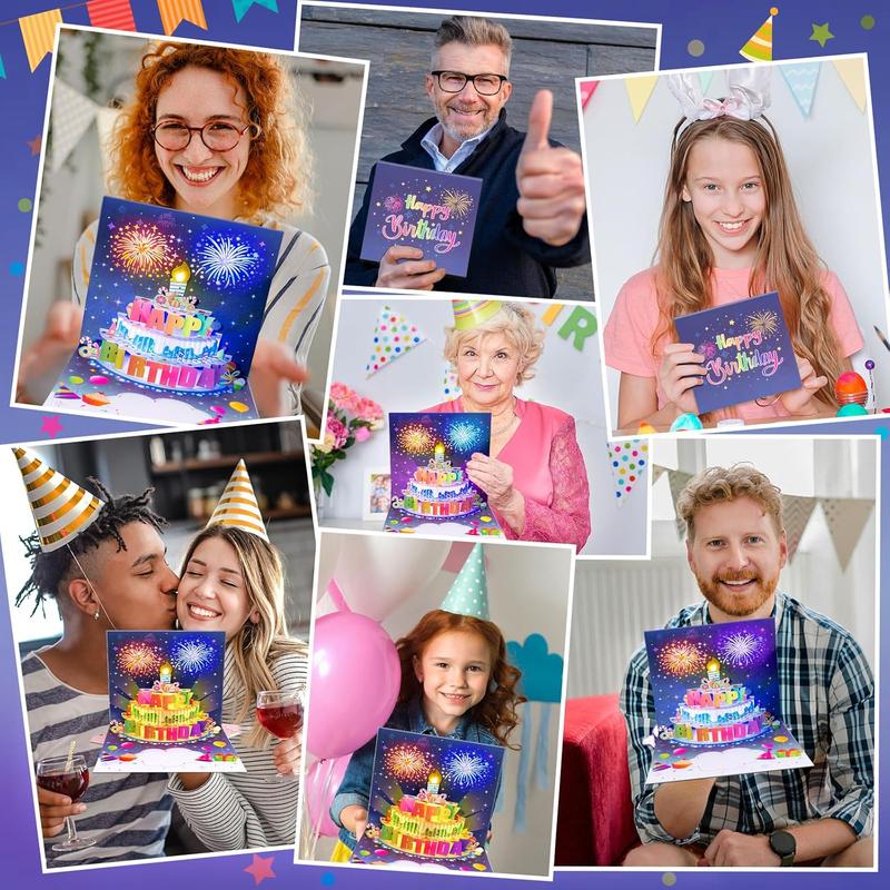CILIFER® Birthday Cards Fireworks Pop Up Cake Blowable Light