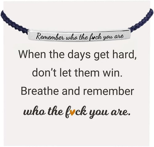 CILIFER® Remember Who The You Are Motivational Tube Bracelet.Personalized Adjustable Braided Rope Bracelets. Engraved Handmade Bracelet. Unique Christmas Gift for Women Men