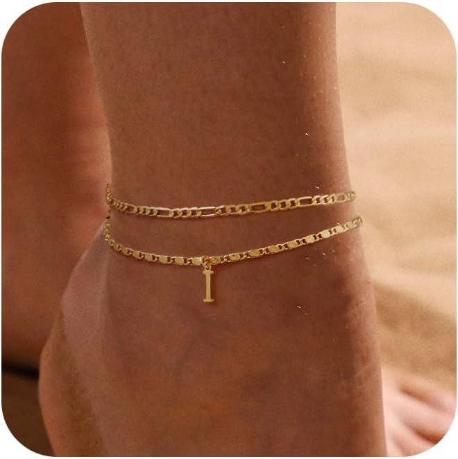 CZTICLE® 24K Gold Initials Ankle Bracelets for Women