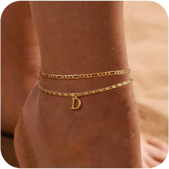 CZTICLE® 24K Gold Initials Ankle Bracelets for Women
