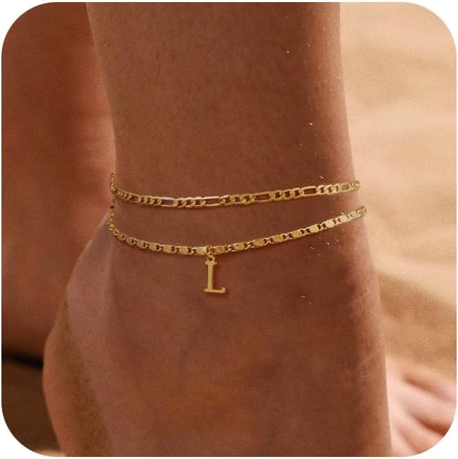 CZTICLE® 24K Gold Initials Ankle Bracelets for Women