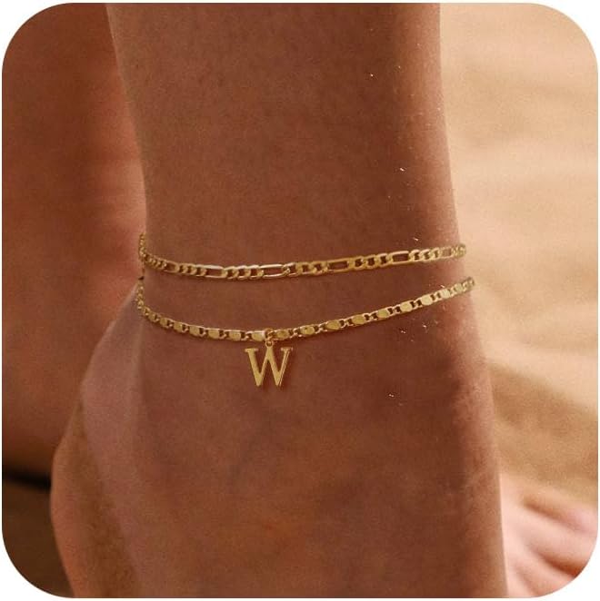 CZTICLE® 24K Gold Initials Ankle Bracelets for Women