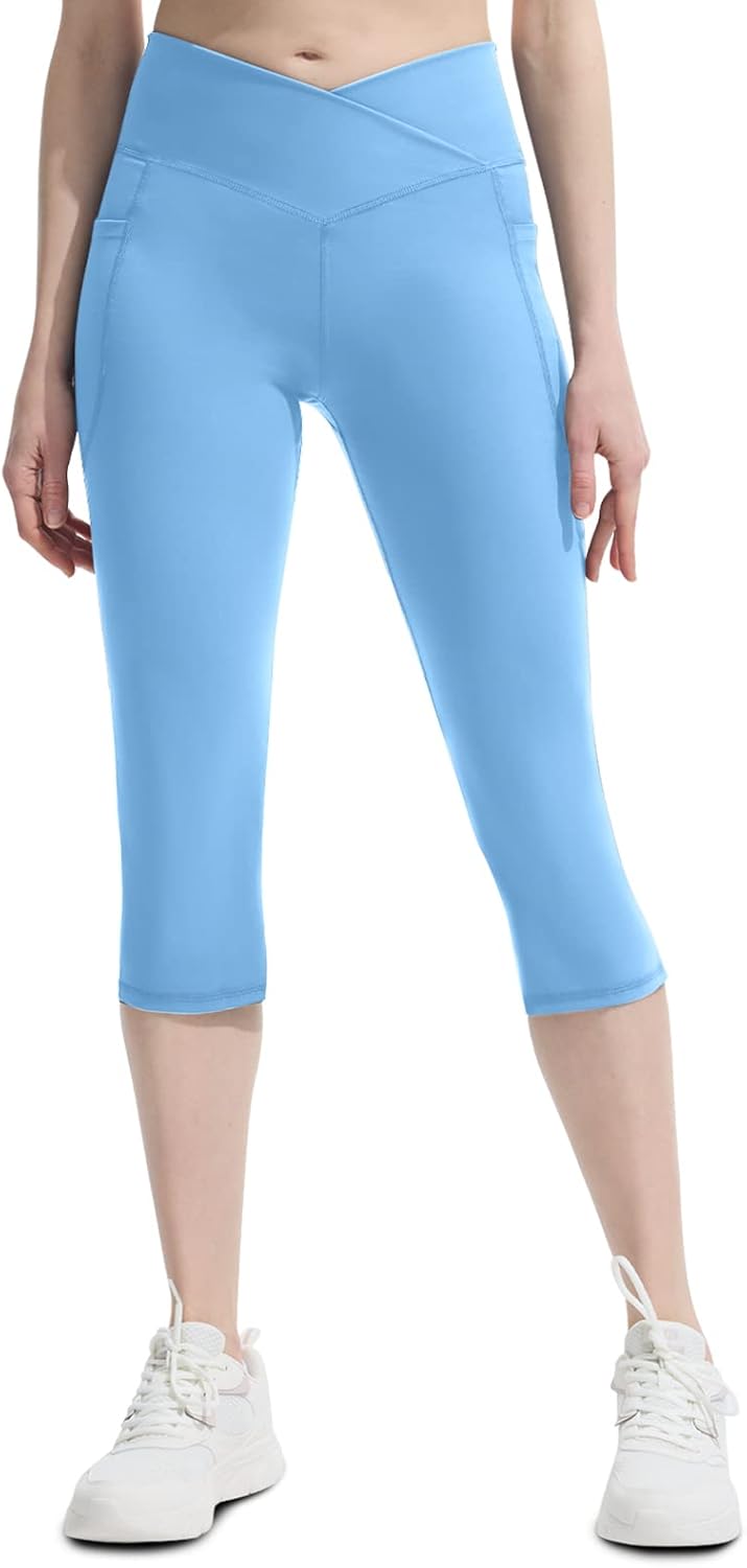SFRCORD® Women's Flare Yoga Pants with Pockets-V Crossover High Waisted Bootcut Yoga Leggings-Flare Workout Gym Leggings