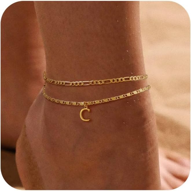 CZTICLE® 24K Gold Initials Ankle Bracelets for Women