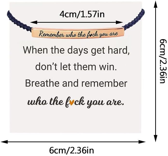 CILIFER® Remember Who The You Are Motivational Tube Bracelet.Personalized Adjustable Braided Rope Bracelets. Engraved Handmade Bracelet. Unique Christmas Gift for Women Men