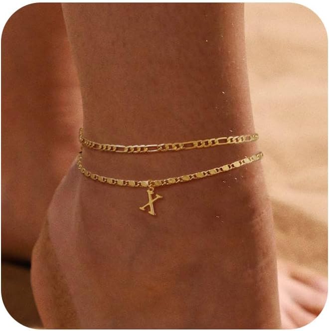 CZTICLE® 24K Gold Initials Ankle Bracelets for Women