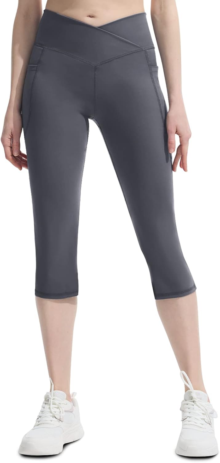 SFRCORD® Women's Flare Yoga Pants with Pockets-V Crossover High Waisted Bootcut Yoga Leggings-Flare Workout Gym Leggings