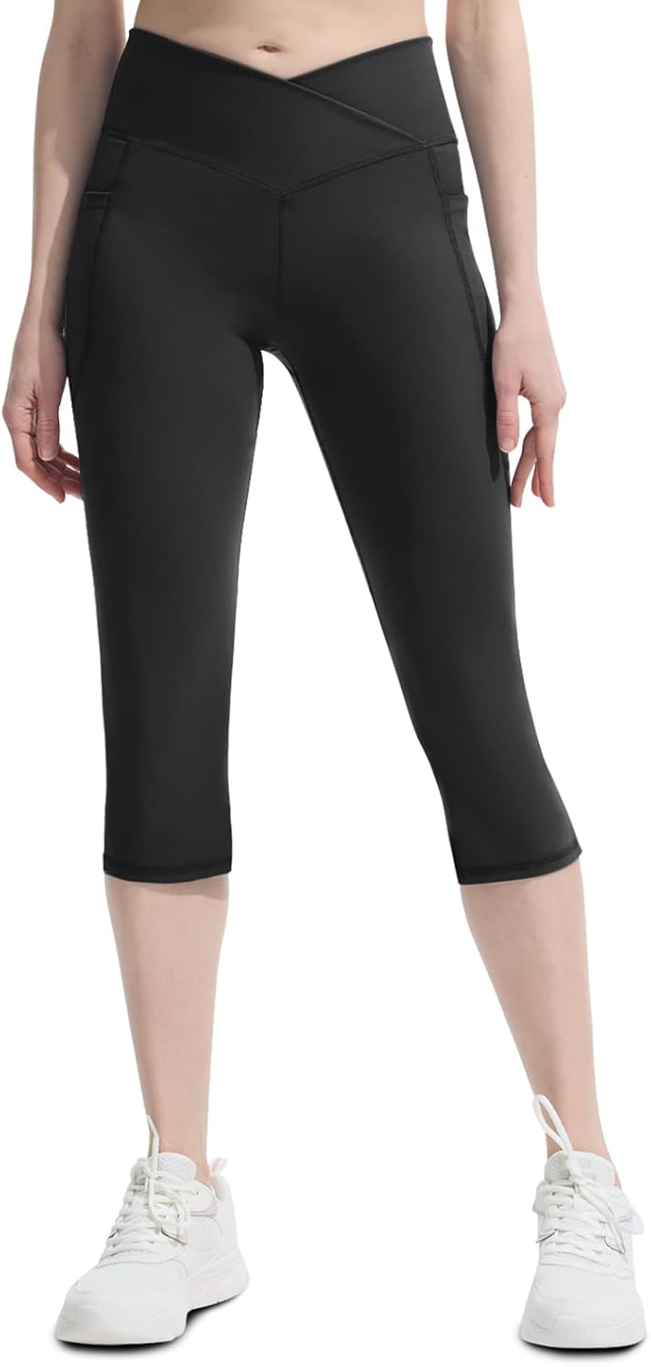 SFRCORD® Women's Flare Yoga Pants with Pockets-V Crossover High Waisted Bootcut Yoga Leggings-Flare Workout Gym Leggings