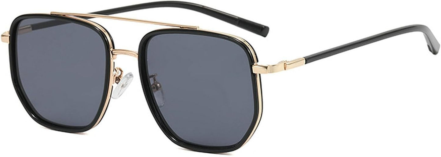 CZTICLE® Vintage Square Oversized Pilot Sunglasses for Women Men Double Bridge Sun Glasses 70s Trendy Stylish Shades