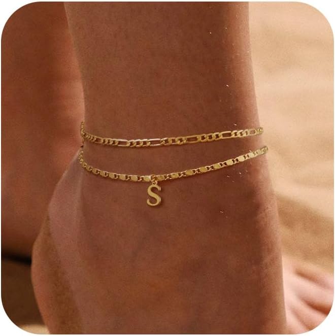 CZTICLE® 24K Gold Initials Ankle Bracelets for Women