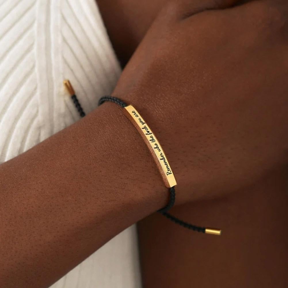 CILIFER® Remember Who The You Are Motivational Tube Bracelet.Personalized Adjustable Braided Rope Bracelets. Engraved Handmade Bracelet. Unique Christmas Gift for Women Men