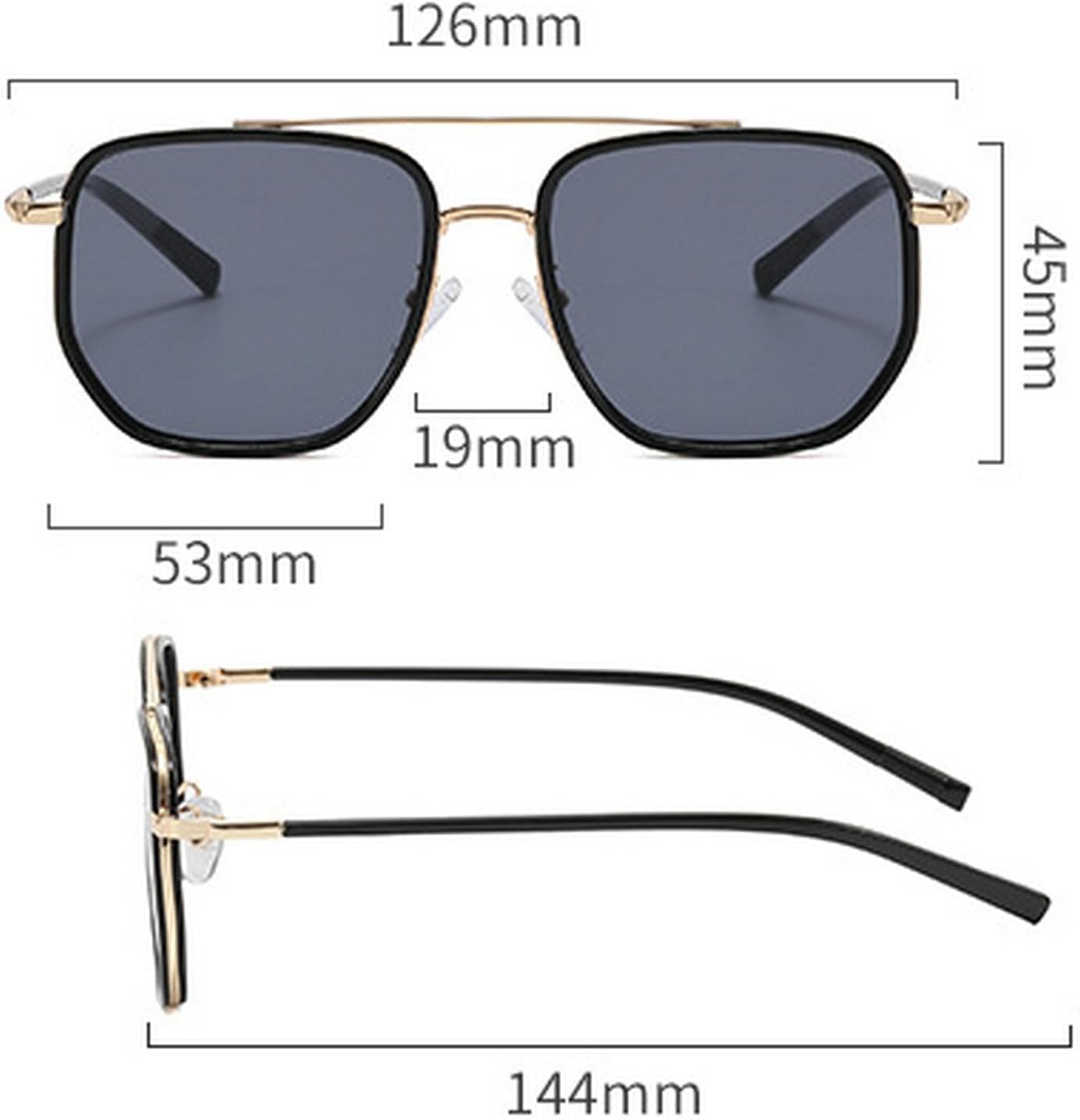 CZTICLE® Vintage Square Oversized Pilot Sunglasses for Women Men Double Bridge Sun Glasses 70s Trendy Stylish Shades