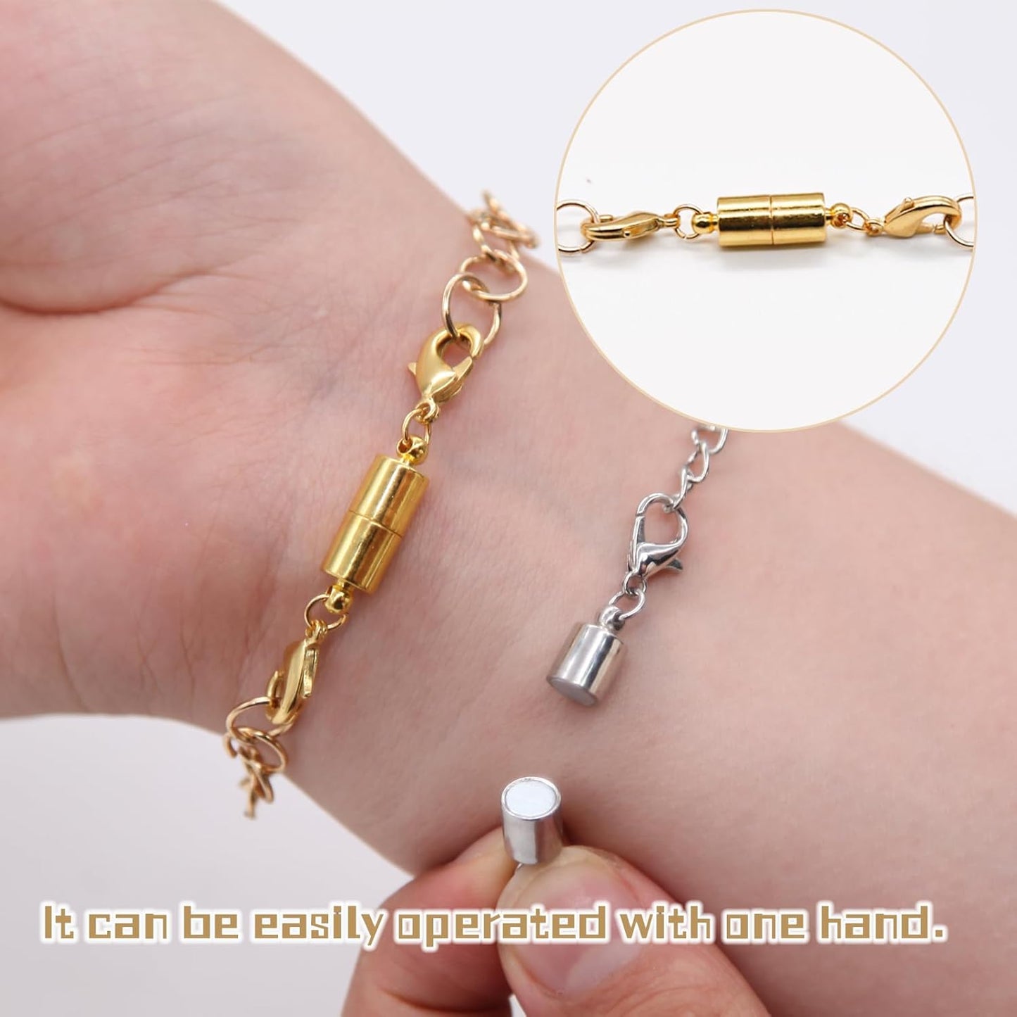 CZTICLE® Magnetic Necklace Clasp with Double Lobster Clasps 18K Gold and Silver Necklaces Chain Extender Connector (12Pcs