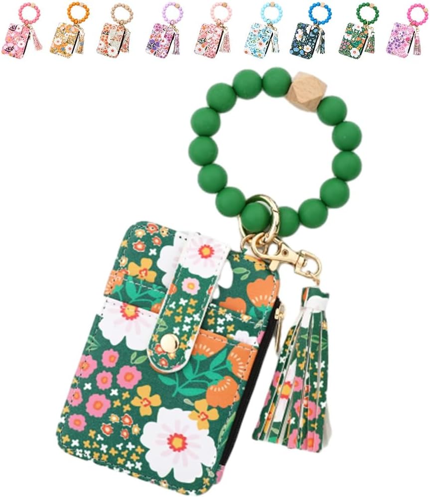 Cilifer® Women's Boho Beaded Wallet.Bracelet Keychain Wallet with Flower Pattern Beaded Tassel Decoration for Women