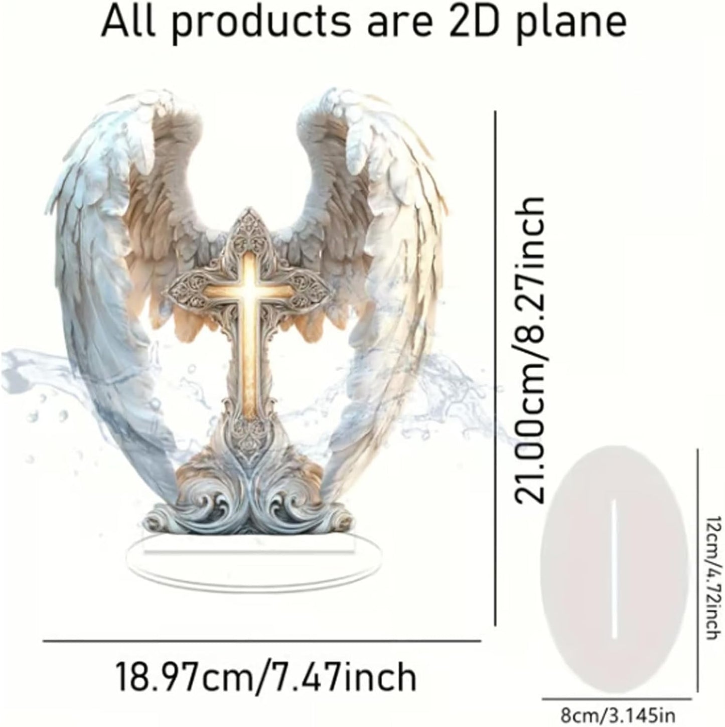CZTICLE® Gorgeous Angel Wings Cross Decoration. Finely Detailed Wings Gracefully Wrap Around The Cross. Elegant Boho Style. Premium Acrylic Material. 2025 (White1)x