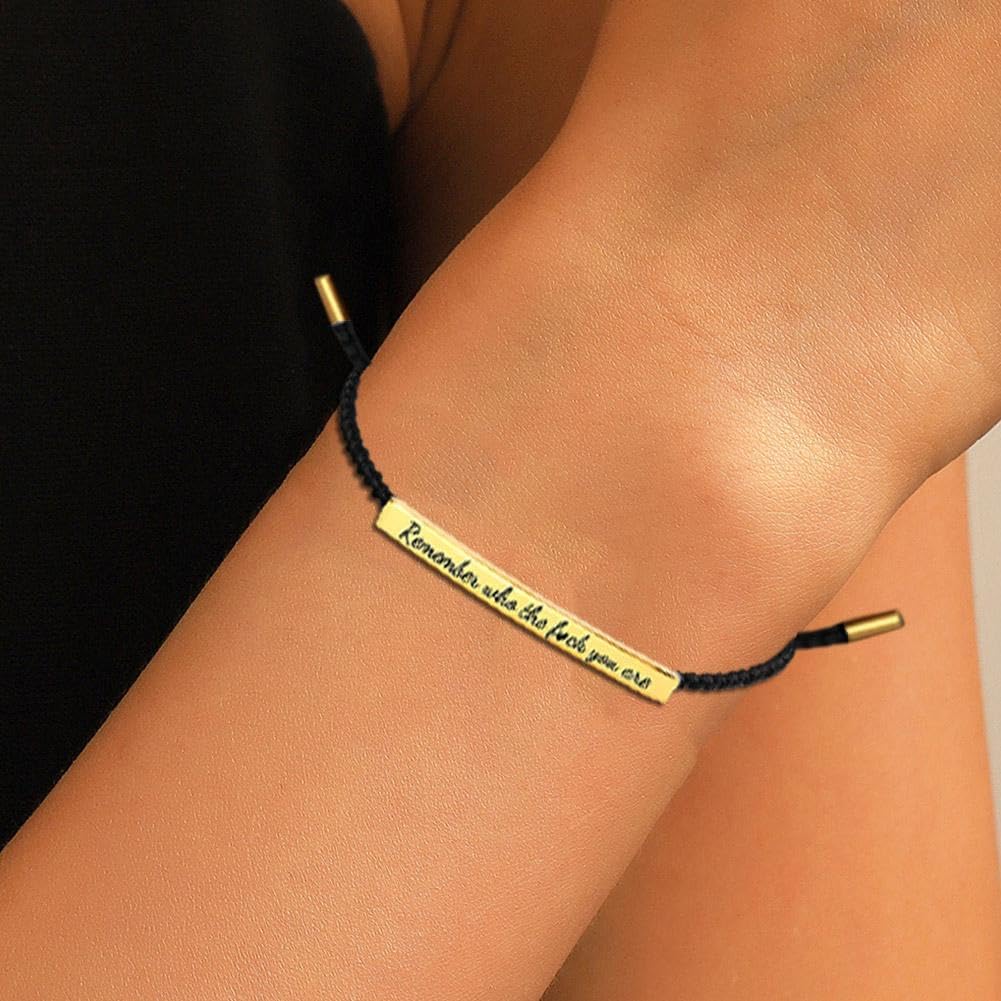 CILIFER® Remember Who The You Are Motivational Tube Bracelet.Personalized Adjustable Braided Rope Bracelets. Engraved Handmade Bracelet. Unique Christmas Gift for Women Men