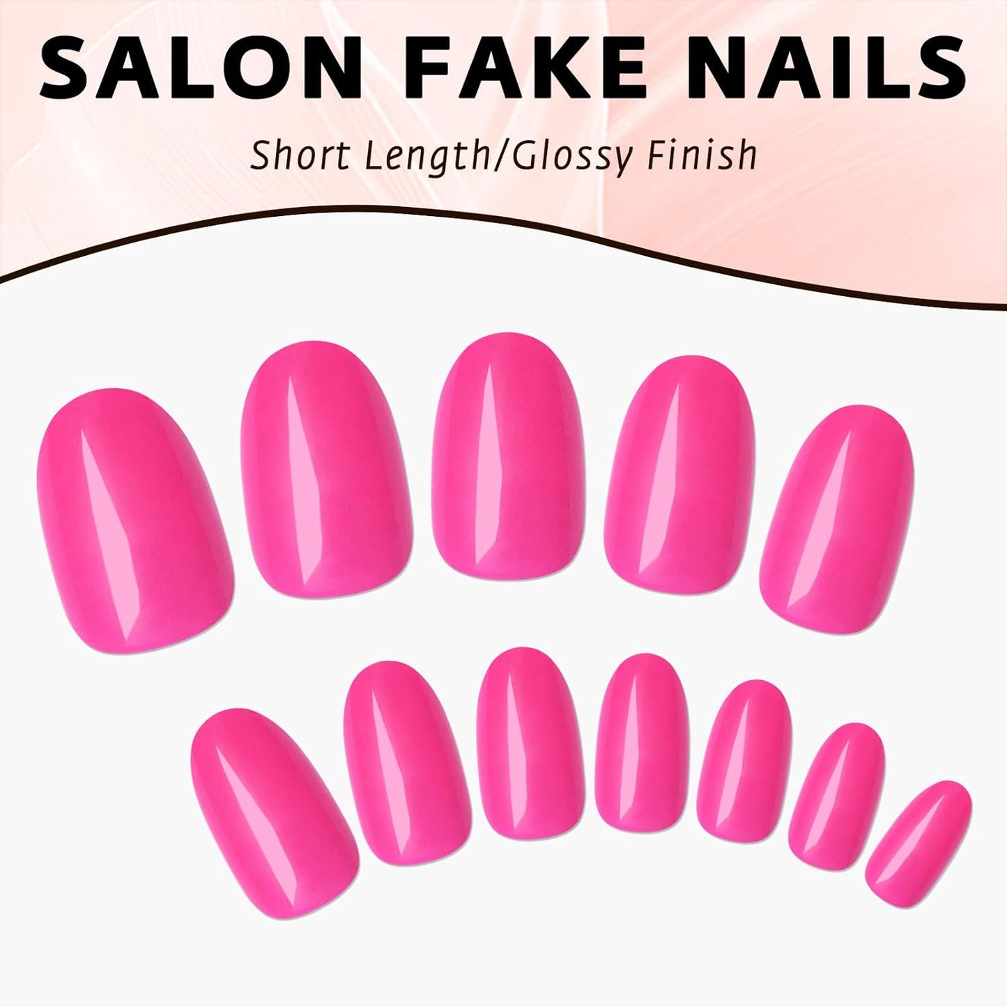 Cilifer® Hot Pink Press on Nails Short Oval Fake Nails.