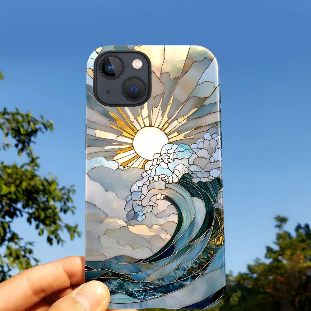 Cilifer® Ocean sunset and sunrise glass phone case.