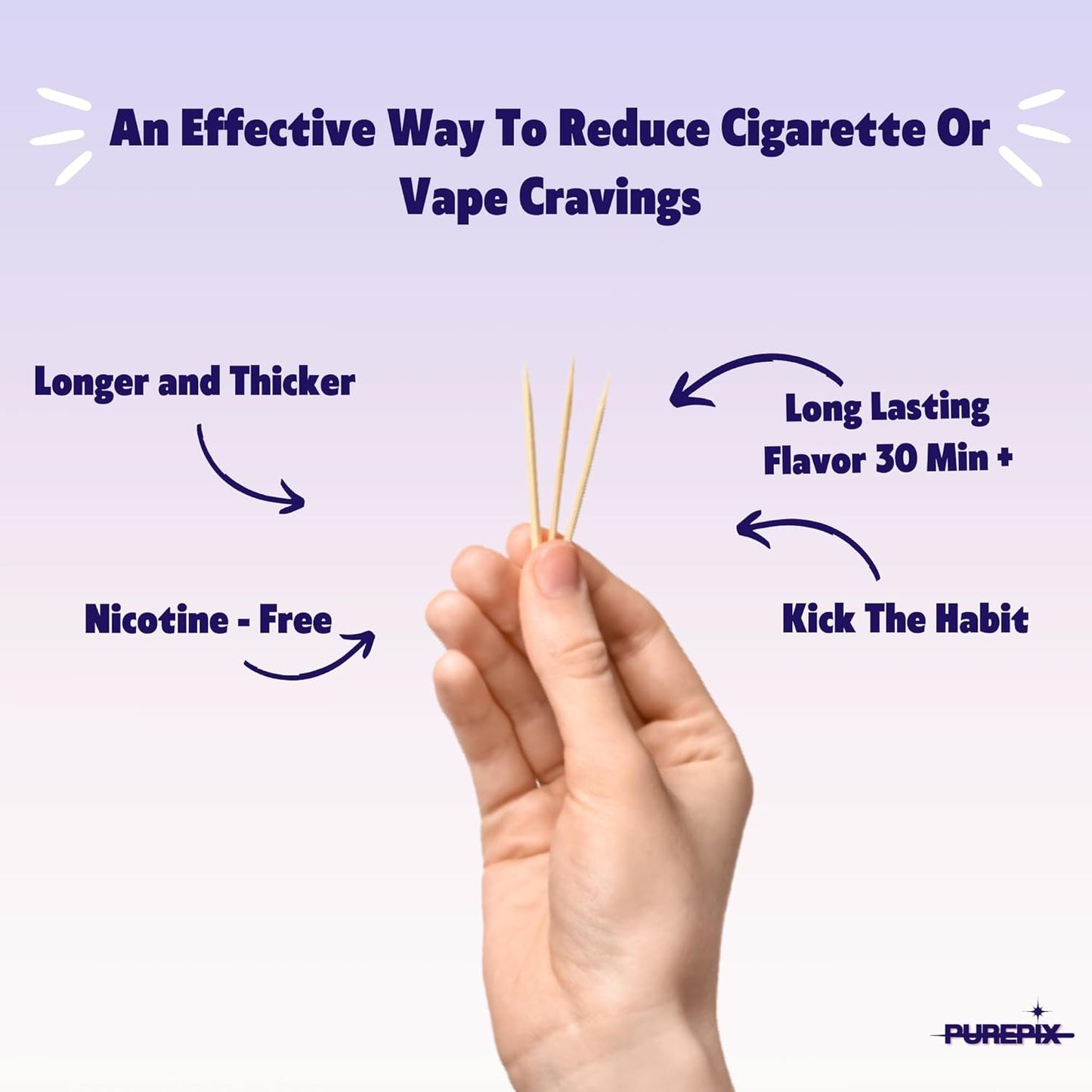 CZTICLE® Help Quit Smoking Extra Thick Boosting Flavored Toothpicks with Lobelia to Help Quit Smoking - Oral Fixation - Nicotine Free Toothpicks - 4 Flavors Kosher Variety Pack