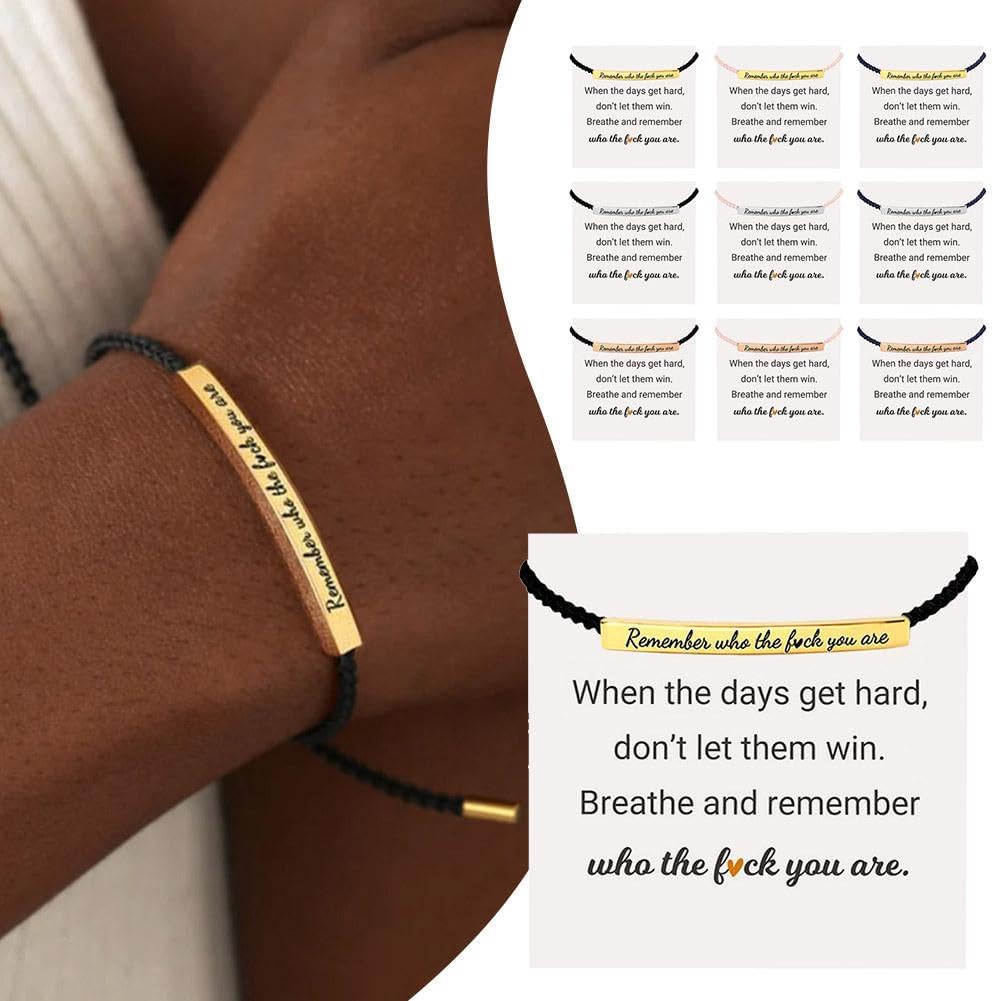 CILIFER® Remember Who The You Are Motivational Tube Bracelet.Personalized Adjustable Braided Rope Bracelets. Engraved Handmade Bracelet. Unique Christmas Gift for Women Men