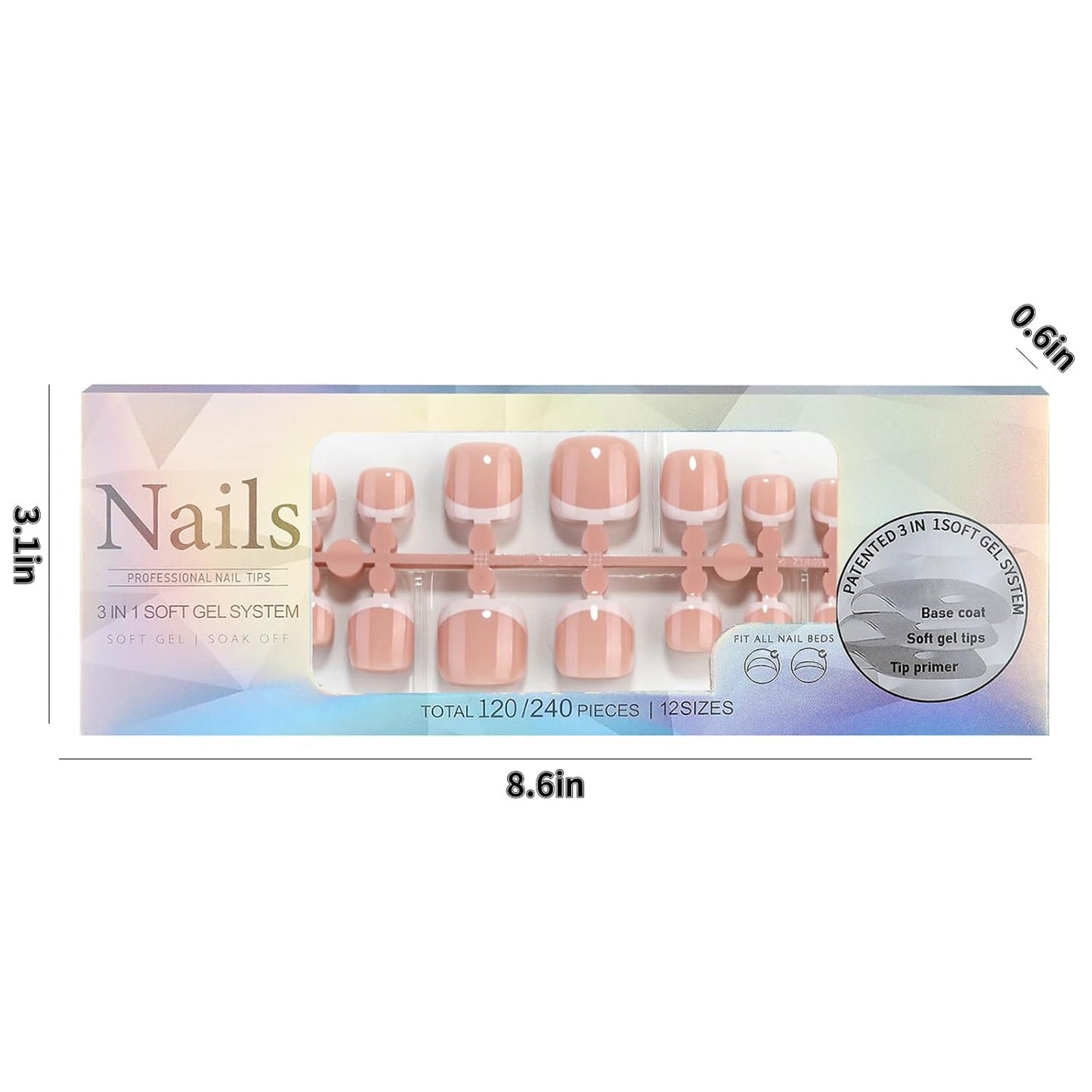 CZTICLE® 120Pcs Toe Nail Tips - Gradient Press on Toenails Short Brown White Toe Nail Press ons.Square Soft Gel Toe Press on Nails.Glossy Soak Off Fake Toe Nails for Women and Girls