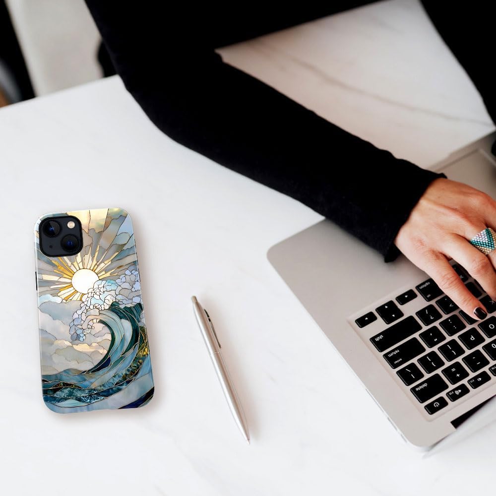 Cilifer® Ocean sunset and sunrise glass phone case.