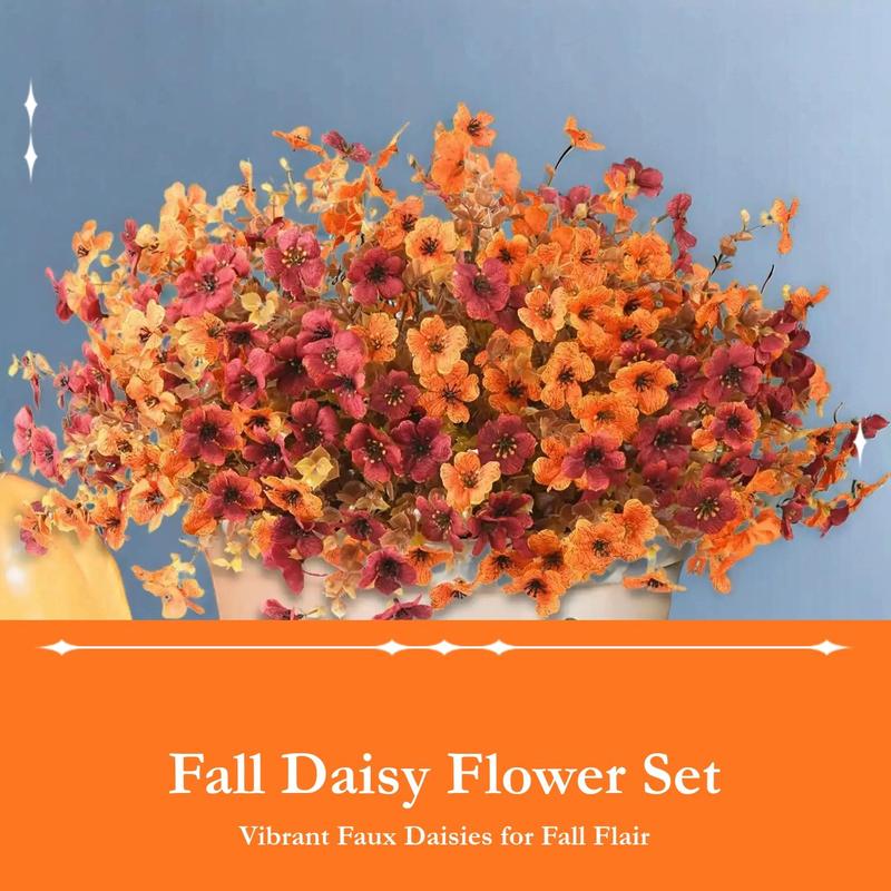 CZTICLE® 8 packs Artificial Flowers for Outdoor Decoration,Faux Daisy Flowers for Fall Decor,Realistic Eucalyptus