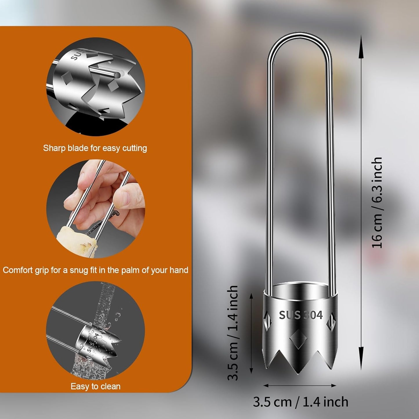CILIFER® Red Bell Pepper Corer - Pepper. Pineapple. Pear. Apple Corer - 304 Stainless Steel.