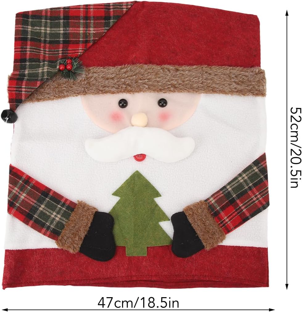 CZTICLE® Dining Chair Back Covers. Non-Slip Christmas Dining Chair Slipcovers. Chair Back Covers. Dining Room Chair Decor (Santa)