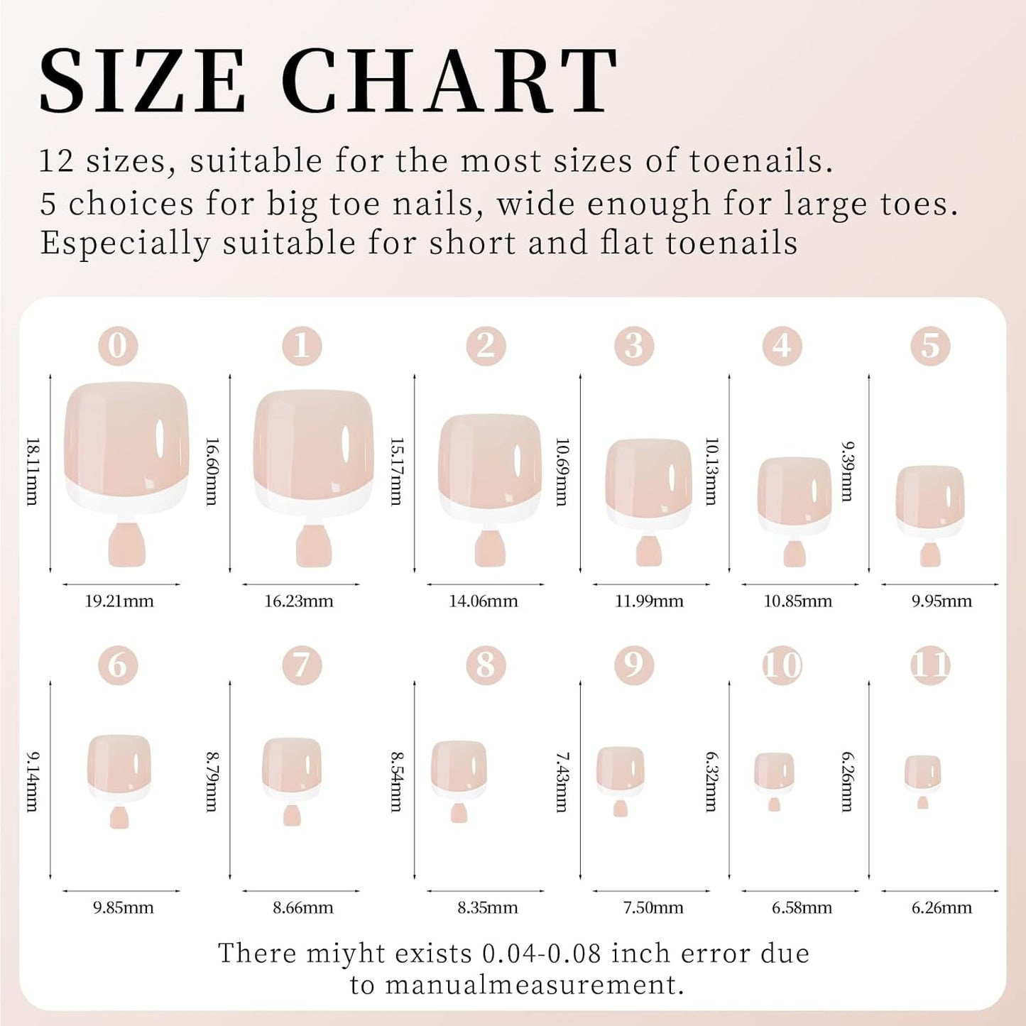 CZTICLE® 120Pcs Toe Nail Tips - Gradient Press on Toenails Short Brown White Toe Nail Press ons.Square Soft Gel Toe Press on Nails.Glossy Soak Off Fake Toe Nails for Women and Girls