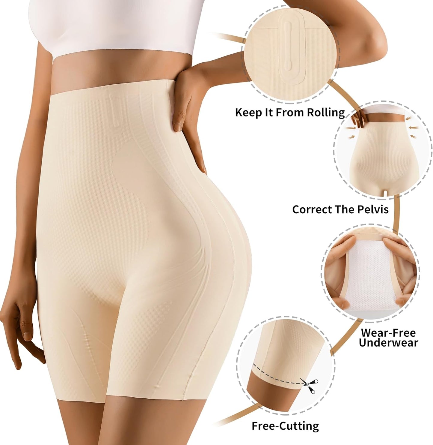SFRCORD® Tummy Control Tucker Spanks Shapewear Shorts For Women.High Waisted Compression No Rol Girdles Seamless Butt Lifting Shaper