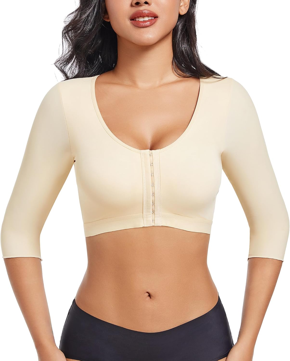 SFRCORD® Post Op Arm Compression Sleeve Lipo Front Closure SFRCORD Post Surgery Bra Shapewear Garments Surgical Back Fat Support Shaper
