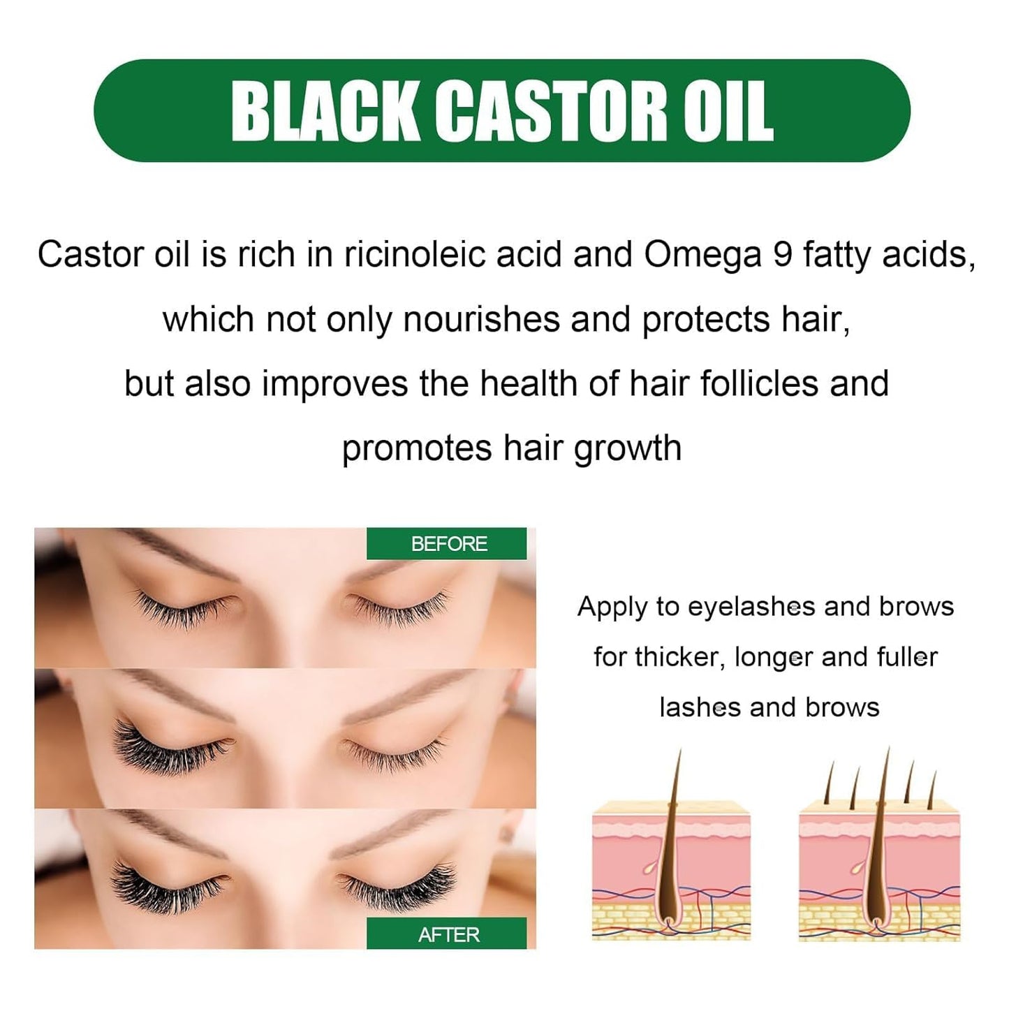 LUHAKA®Castor Oil 2 OZ- Aceite de Ricino - Cold Pressed 100% Pure. Certified Organic. Hexane Free for Eyelashes. Eyebrows. Beard. Hair Growth Women and Men