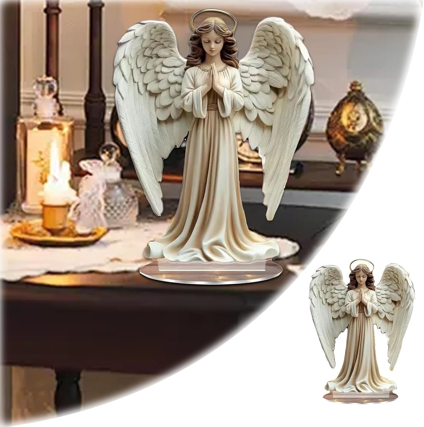 CZTICLE® Gorgeous Angel Wings Cross Decoration. Finely Detailed Wings Gracefully Wrap Around The Cross. Elegant Boho Style. Premium Acrylic Material. 2025 (White1)x