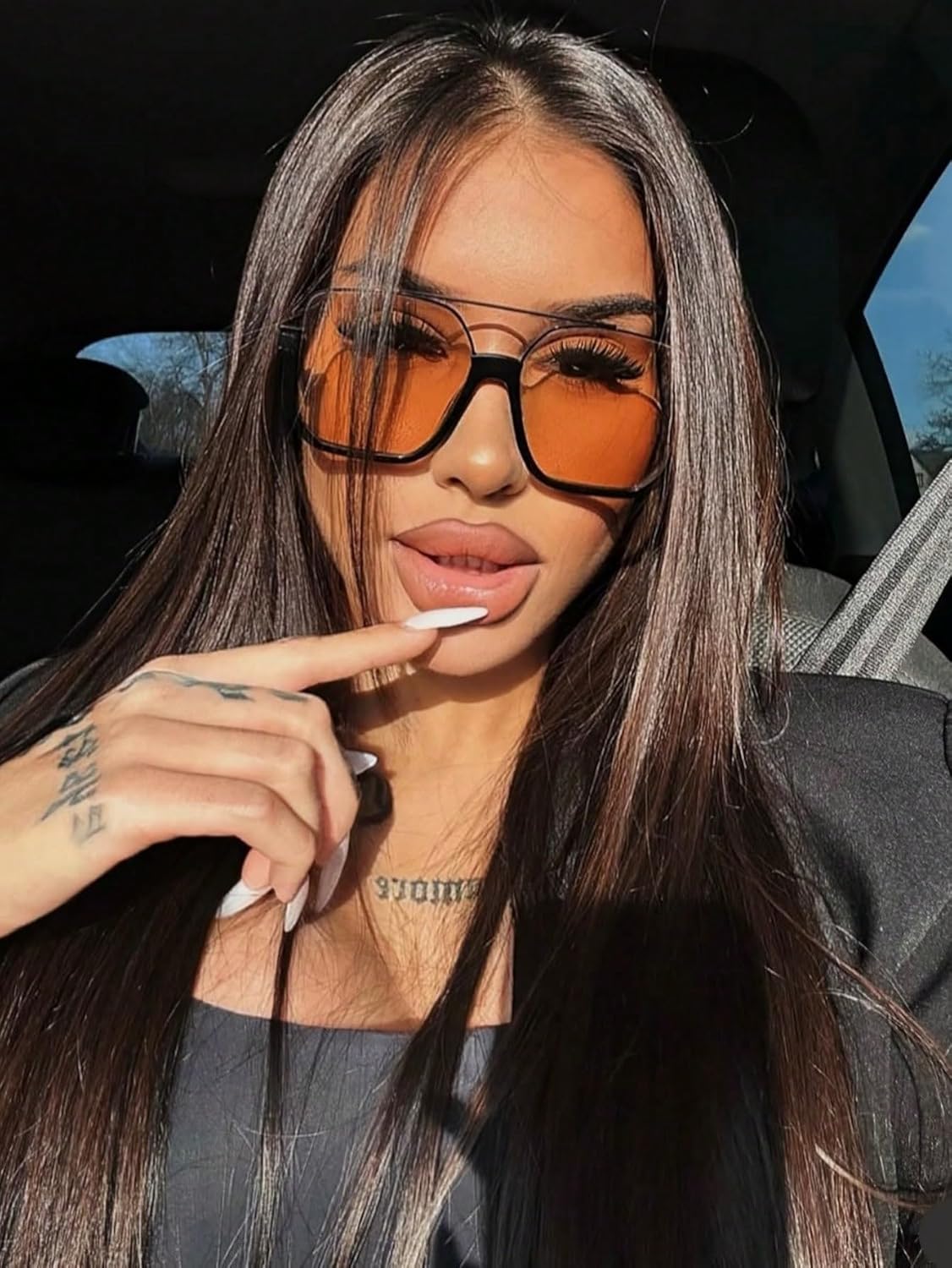 CZTICLE® Retro Oversized Aviator Sunglasses for Women Men Square Double Bridge Pilot Sun Glasses 70s Trendy Shades